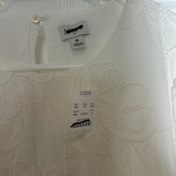 J. Crew Factory Eyelet Puff-Sleeve Mini Dress Women's Size 6 in White New W/ Tag - Picture 3 of 6